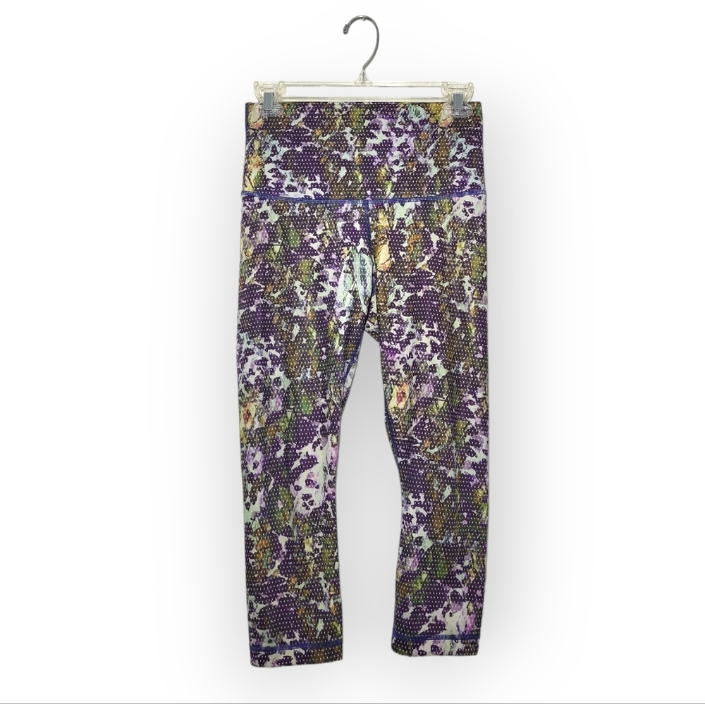 Lululemon Wunder Under Crop II Roll Down Floral Sport White Multi - Picture 8 of 13